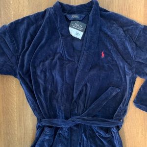 XL MENS RALPH LAUREN NAVY ROBE, NWT!